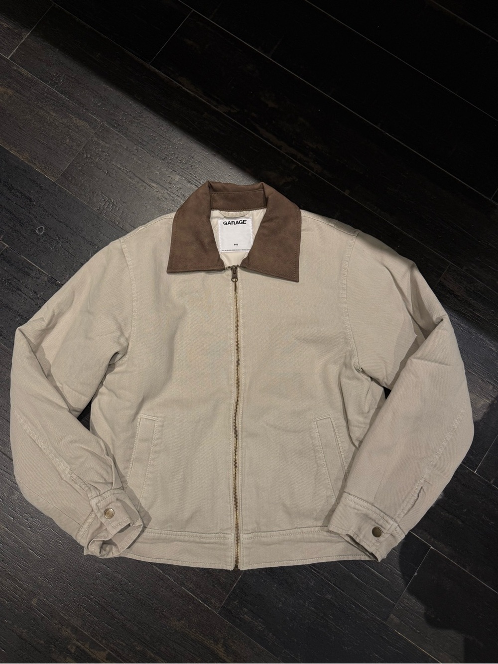 Garage Women's Beige Jacket with Brown Collar